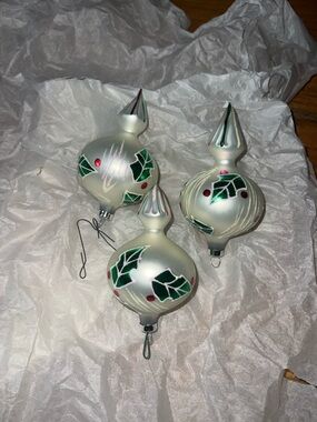 3 plastic ornaments